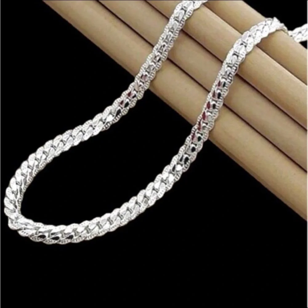 18k white gold over Titanium 26” chain 5mm heavy plating